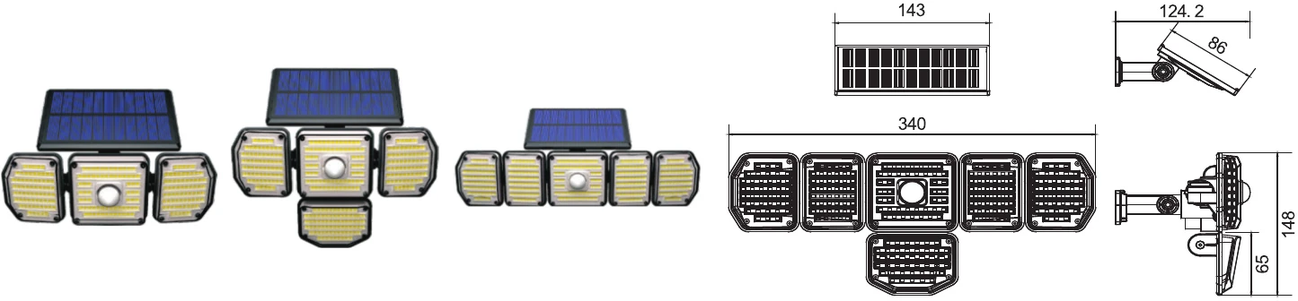 MS-AF003 — Solar Multi-head Wall Light