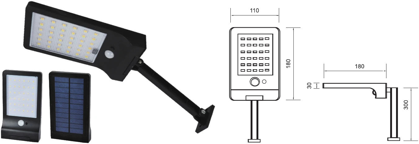 MS-PB/GR-36D — Solar Wall Light